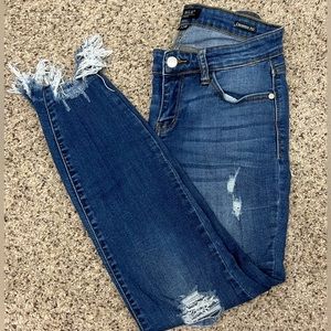 Judy Blue Cropped Shark Bite Jeans